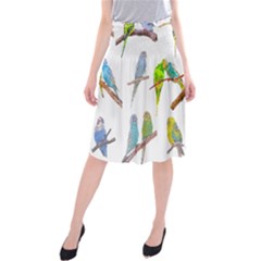 Parakeet T-shirtlots Of Colorful Parakeets - Cute Little Birds T-shirt Midi Beach Skirt