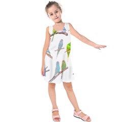 Parakeet T-shirtlots Of Colorful Parakeets - Cute Little Birds T-shirt Kids  Sleeveless Dress