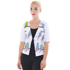 Parakeet T-shirtlots Of Colorful Parakeets - Cute Little Birds T-shirt Cropped Button Cardigan