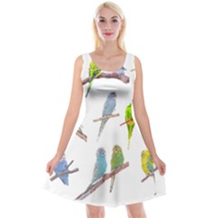 Parakeet T-shirtlots Of Colorful Parakeets - Cute Little Birds T-shirt Reversible Velvet Sleeveless Dress