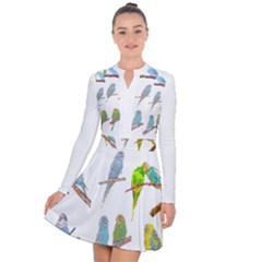 Parakeet T-shirtlots Of Colorful Parakeets - Cute Little Birds T-shirt Long Sleeve Panel Dress