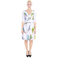 Parakeet T-shirtlots Of Colorful Parakeets - Cute Little Birds T-shirt Wrap Up Cocktail Dress