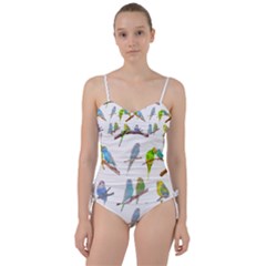 Parakeet T-shirtlots Of Colorful Parakeets - Cute Little Birds T-shirt Sweetheart Tankini Set