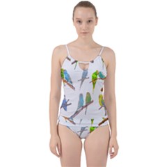 Parakeet T-shirtlots Of Colorful Parakeets - Cute Little Birds T-shirt Cut Out Top Tankini Set