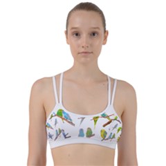 Parakeet T-shirtlots Of Colorful Parakeets - Cute Little Birds T-shirt Line Them Up Sports Bra