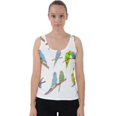 Parakeet T-shirtlots Of Colorful Parakeets - Cute Little Birds T-shirt Velvet Tank Top