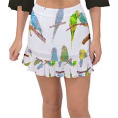 Parakeet T-shirtlots Of Colorful Parakeets - Cute Little Birds T-shirt Fishtail Mini Chiffon Skirt