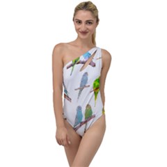 Parakeet T-shirtlots Of Colorful Parakeets - Cute Little Birds T-shirt To One Side Swimsuit