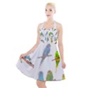 Parakeet T-shirtlots Of Colorful Parakeets - Cute Little Birds T-shirt Halter Party Swing Dress  View1