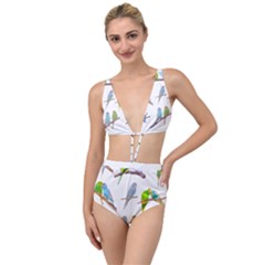 Parakeet T-shirtlots Of Colorful Parakeets - Cute Little Birds T-shirt Tied Up Two Piece Swimsuit