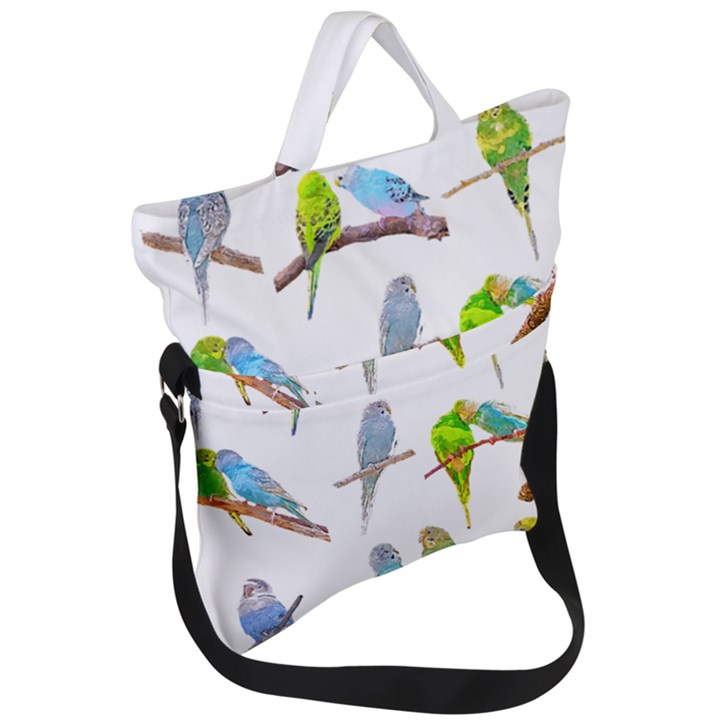 Parakeet T-shirtlots Of Colorful Parakeets - Cute Little Birds T-shirt Fold Over Handle Tote Bag