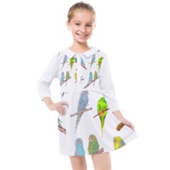 Parakeet T-shirtlots Of Colorful Parakeets - Cute Little Birds T-shirt Kids  Quarter Sleeve Shirt Dress