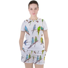 Parakeet T-shirtlots Of Colorful Parakeets - Cute Little Birds T-shirt Women s T-Shirt and Shorts Set