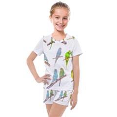 Parakeet T-shirtlots Of Colorful Parakeets - Cute Little Birds T-shirt Kids  Mesh T-Shirt and Shorts Set