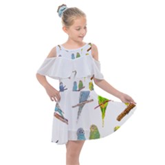 Parakeet T-shirtlots Of Colorful Parakeets - Cute Little Birds T-shirt Kids  Shoulder Cutout Chiffon Dress