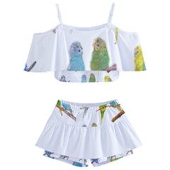 Parakeet T-shirtlots Of Colorful Parakeets - Cute Little Birds T-shirt Kids  Off Shoulder Skirt Bikini