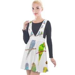 Parakeet T-shirtlots Of Colorful Parakeets - Cute Little Birds T-shirt Plunge Pinafore Velour Dress