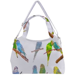 Parakeet T-shirtlots Of Colorful Parakeets - Cute Little Birds T-shirt Double Compartment Shoulder Bag