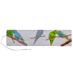 Parakeet T-shirtlots Of Colorful Parakeets - Cute Little Birds T-shirt Roll Up Canvas Pencil Holder (L)