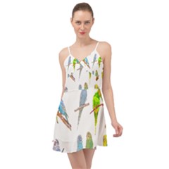 Parakeet T-shirtlots Of Colorful Parakeets - Cute Little Birds T-shirt Summer Time Chiffon Dress