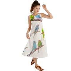 Parakeet T-shirtlots Of Colorful Parakeets - Cute Little Birds T-shirt Summer Maxi Dress