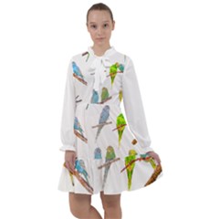 Parakeet T-shirtlots Of Colorful Parakeets - Cute Little Birds T-shirt All Frills Chiffon Dress