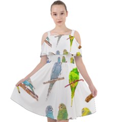 Parakeet T-shirtlots Of Colorful Parakeets - Cute Little Birds T-shirt Cut Out Shoulders Chiffon Dress