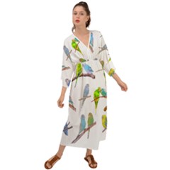 Parakeet T-shirtlots Of Colorful Parakeets - Cute Little Birds T-shirt Grecian Style  Maxi Dress