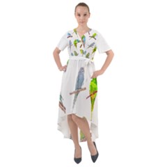 Parakeet T-shirtlots Of Colorful Parakeets - Cute Little Birds T-shirt Front Wrap High Low Dress