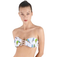 Parakeet T-shirtlots Of Colorful Parakeets - Cute Little Birds T-shirt Twist Bandeau Bikini Top