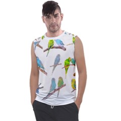 Parakeet T-shirtlots Of Colorful Parakeets - Cute Little Birds T-shirt Men s Regular Tank Top