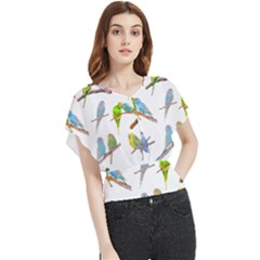 Parakeet T-shirtlots Of Colorful Parakeets - Cute Little Birds T-shirt Butterfly Chiffon Blouse