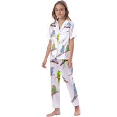 Parakeet T-shirtlots Of Colorful Parakeets - Cute Little Birds T-shirt Kids  Satin Short Sleeve Pajamas Set