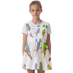 Parakeet T-shirtlots Of Colorful Parakeets - Cute Little Birds T-shirt Kids  Short Sleeve Pinafore Style Dress