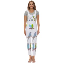 Parakeet T-shirtlots Of Colorful Parakeets - Cute Little Birds T-shirt Women s Pinafore Overalls Jumpsuit