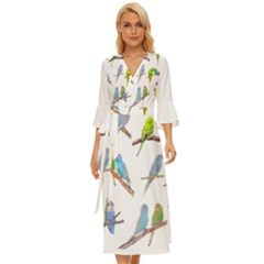 Parakeet T-shirtlots Of Colorful Parakeets - Cute Little Birds T-shirt Midsummer Wrap Dress