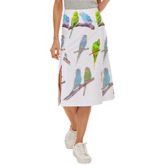 Parakeet T-shirtlots Of Colorful Parakeets - Cute Little Birds T-shirt Midi Panel Skirt