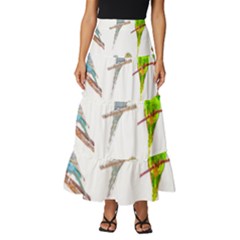 Parakeet T-shirtlots Of Colorful Parakeets - Cute Little Birds T-shirt Tiered Ruffle Maxi Skirt