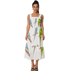 Parakeet T-shirtlots Of Colorful Parakeets - Cute Little Birds T-shirt Square Neckline Tiered Midi Dress