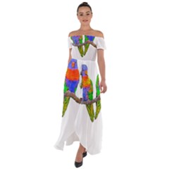 Parrots T-shirtcute Rainbow Loris - Lorikeet T-shirt Off Shoulder Open Front Chiffon Dress by EnriqueJohnson