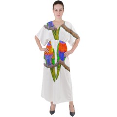 Parrots T-shirtcute Rainbow Loris - Lorikeet T-shirt V-neck Boho Style Maxi Dress by EnriqueJohnson