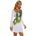 Parrots T-shirtcute Rainbow Loris - Lorikeet T-shirt Long Sleeve Deep V Mini Dress  View3