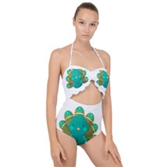 Peacock T-shirtnope Not Today Peacock 138 T-shirt Scallop Top Cut Out Swimsuit