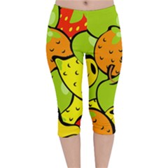 Fruit Food Wallpaper Velvet Capri Leggings  by Dutashop