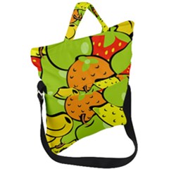 Fruit Food Wallpaper Fold Over Handle Tote Bag by Dutashop