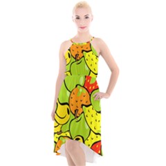 Fruit Food Wallpaper High-low Halter Chiffon Dress  by Dutashop