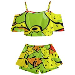 Fruit Food Wallpaper Kids  Off Shoulder Skirt Bikini by Dutashop