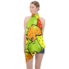 Fruit Food Wallpaper Halter Asymmetric Satin Top by Dutashop