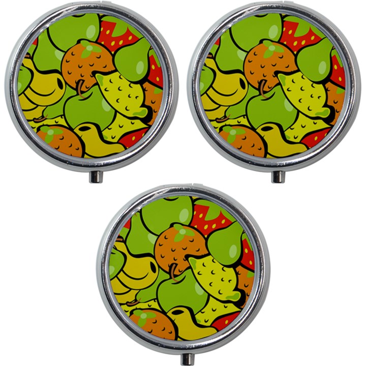 Fruit Food Wallpaper Mini Round Pill Box (Pack of 3)