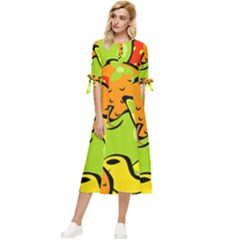 Fruit Food Wallpaper Bow Sleeve Chiffon Midi Dress by Dutashop